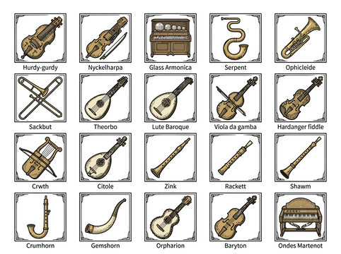 Collection of Antique Musical Instruments - Historical Instruments