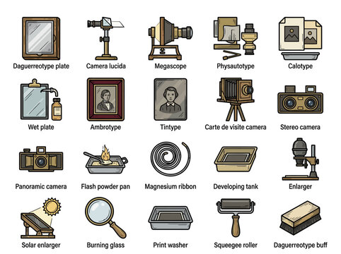 Vintage Photography Equipment Collection: Old Cameras, Developing Tools, and Techniques