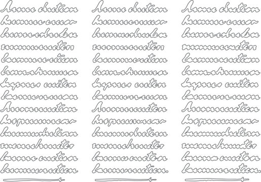 Repeating Cursive Handwriting Pattern Background, Black Ink Script Texture and Seamless Line Art.