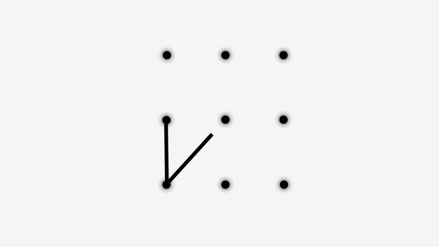 Security lock and unlock pattern icon animation. Lock to pattern icon showing a secure unlock motion animation. Draw pattern unlock animation on white background
