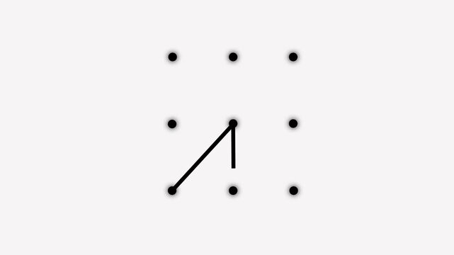 Security lock and unlock pattern icon animation. Lock to pattern icon showing a secure unlock motion animation. Draw pattern unlock animation on white background