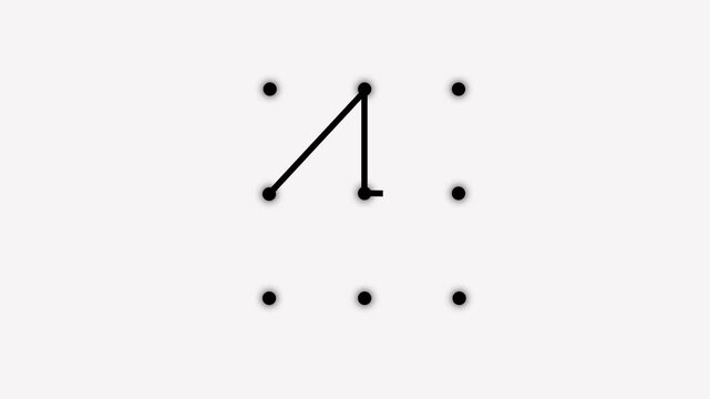 Security lock and unlock pattern icon animation. Lock to pattern icon showing a secure unlock motion animation. Draw pattern unlock animation on white background