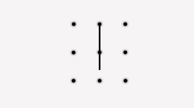 Security lock and unlock pattern icon animation. Lock to pattern icon showing a secure unlock motion animation. Draw pattern unlock animation on white background