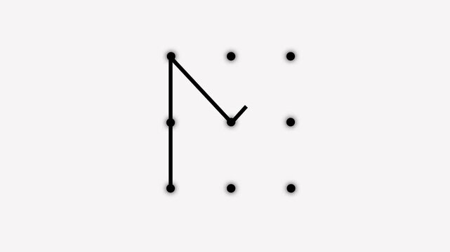 Security lock and unlock pattern icon animation. Lock to pattern icon showing a secure unlock motion animation. Draw pattern unlock animation on white background