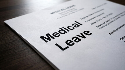 Obraz premium Medical leave form, sick leave document, healthcare paperwork, illness certificate