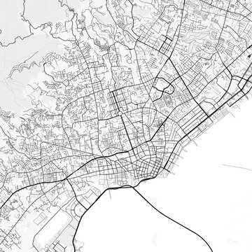 Cebu City Map. Minimalist black and white line art poster for printing, wallpaper, wall art, and map resources for home and office decor