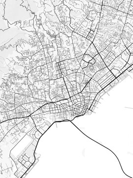 Cebu City Map. Minimalist black and white line art poster for printing, wallpaper, wall art, and map resources for home and office decor
