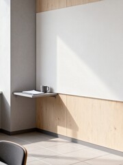 Fototapeta premium Minimalist Workspace with Whiteboard and Natural Light