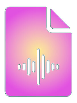 Audio file icon with sound wave symbol isolated on transparent background