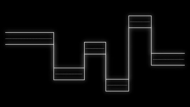 Abstract tech concept of minimalist square wave graph animation, geometric line layout, and data visualization on a bright interface. 4k ,,,,,,,,