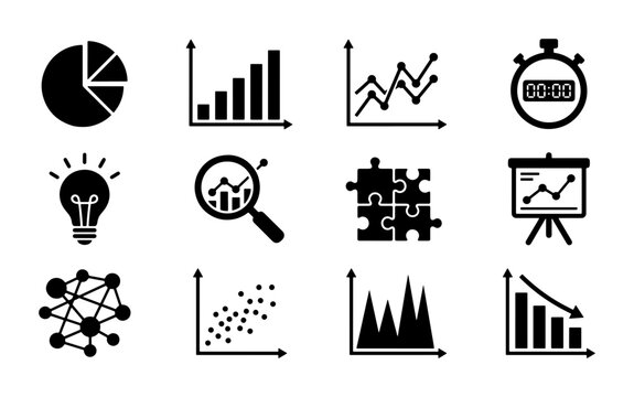 Data Analytics Icons, Business Charts & Graphs, Vector Set for Reports, Presentations, Strategy