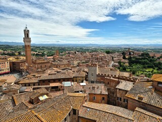 Fototapeta premium High angle view of the skyline of medieval Siena, Tuscany, Italy