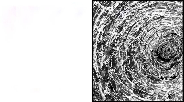 Microscopic organic fiber structure, black and white cellular texture, abstract biological spiral pattern, scientific electron microscope imagery