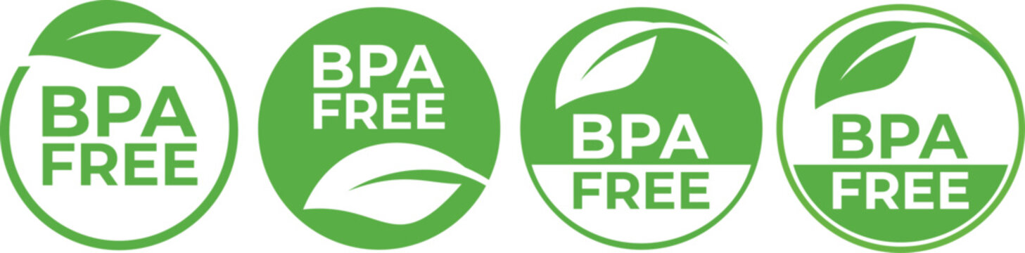 BPA free label stickers for health-conscious packaging. Non-toxic material icons for containers.