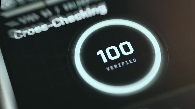 Cross-checking verification screen with a progress indicator
