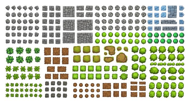 Large collection of game tiles for top down map building and level design