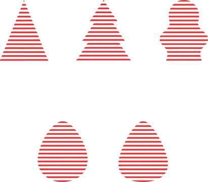Rounded red striped abstract geometric elements