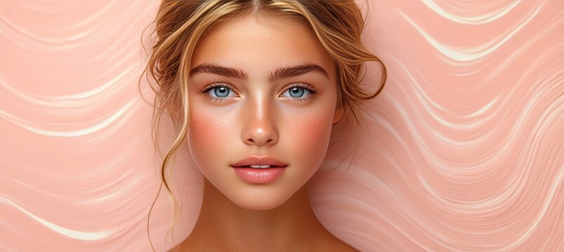 Stunning Female Portrait Radiant Woman with Light Hair Showcasing Natural Beauty and Flawless Skin