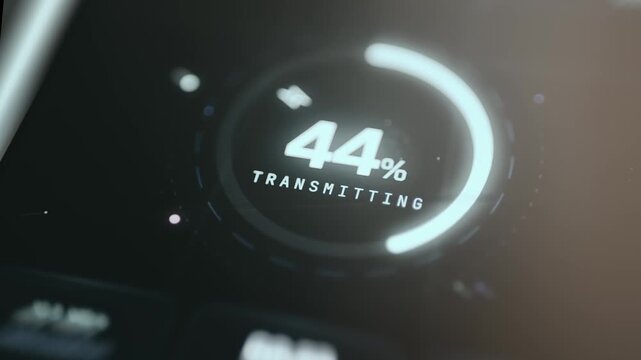 Digital loading interface indicating full data transmission success