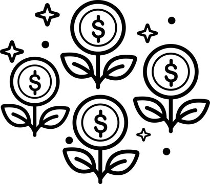 Money Growth Investment Line Icons