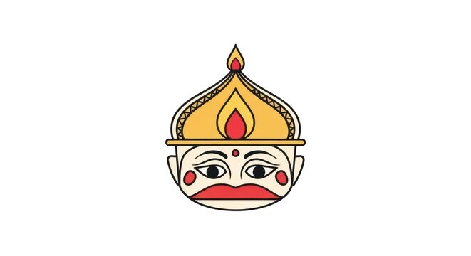 Hindu deity face with crown.