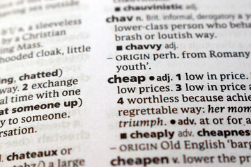 Fototapeta premium Close Up English Dictionary Page With The Word Translation Of - cheap