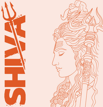 Lord Shiva and Parvati Hindu god Design Element. Sketch or Drawing of Shiva Parvati Outline Editable Vector Illustration