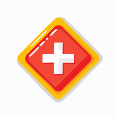 Fototapeta premium Red and Yellow Diamond with White Cross Symbol