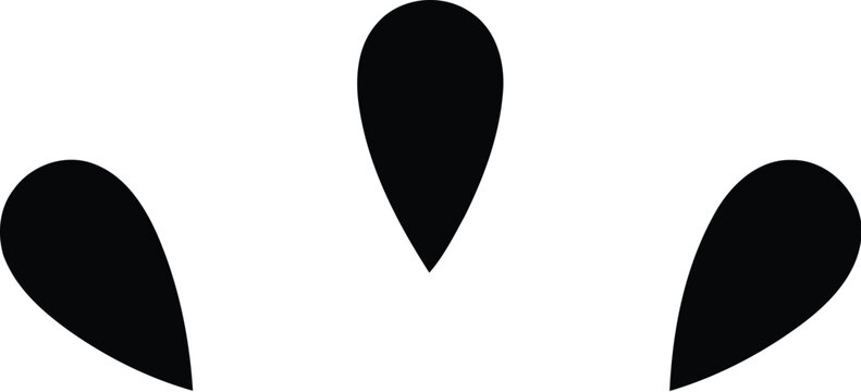 Simple black teardrop shapes minimal abstract vector icon set isolated on white background