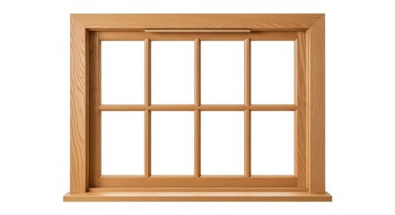 Obraz premium Wooden window frame with glass isolated on white background