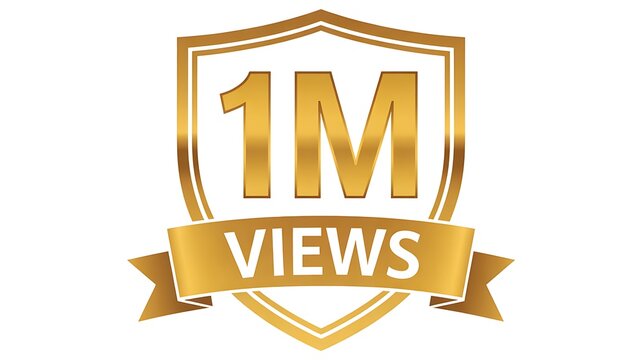 One million views achievement badge representing social media success and audience growth