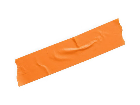 A single strip of bright orange duct tape isolated on transparent background