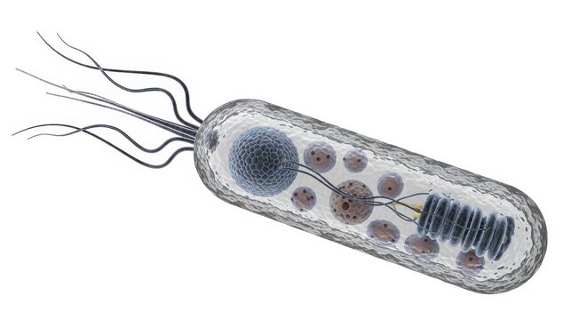 Microscopic view of a bacterium isolated on white background