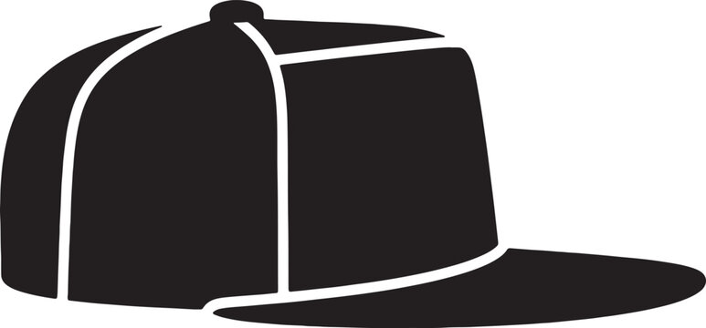 Urban snapback baseball cap silhouette on transparent grid background.