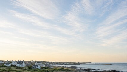 Obraz premium Cream Blue Sky Over Atlantic Fishing Village