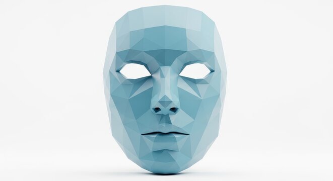 Low poly human face mask isolated on white background