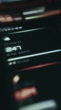 Digital overview dashboard tracking cloud resources