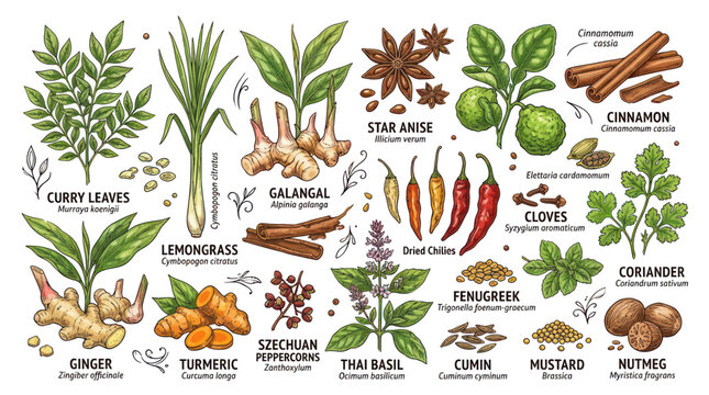 Variety of herbs and spices collection 1.