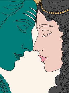 Lord Shiva and Parvati Hindu god Design Element. Sketch or Drawing of Shiva Parvati Outline Editable Vector Illustration