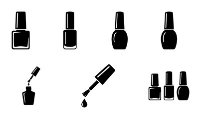 Obraz premium Nail Polish Icons, Vector Set: Beauty, Cosmetics, Manicure, Makeup, Glamour, Fashion, Style