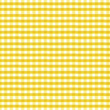 Yellow gingham plaid yellow and white checkered picnic background watercolor style