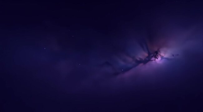 Space cosmic Deep space violet nebula starfield with glowing cosmic cloud and scattered star galaxy, dark night universe astronomy background, dreamy interstellar dust and gas texture with copy space
