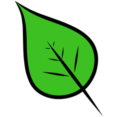 Green Leaf Vector Illustration, Simple Nature Leaf Icon Isolated on White Background © dikadi16