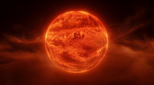 Space cosmic Red giant star in space nebula, cosmic dust glowing in universe fiery stellar plasma and solar flare radiating intense light through drifting cloud and gas, dramatic astronomy background