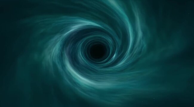 Space cosmic Black hole cosmic vortex nebula space swirl with teal gas spiral around dark center, galaxy universe view of accretion disk and swirling dust clouds, abstract astronomy background deep