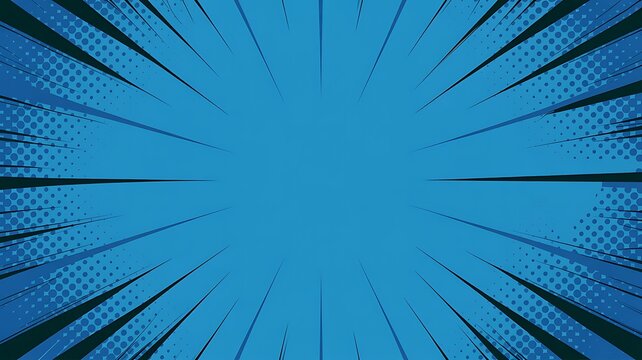 Blue comic book burst, dynamic graphic background, pop art explosion, radial lines pattern