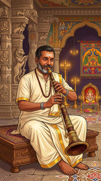 Nadaswaram, thavil, nadaswaram artist, thavil artist, traditional musicians, South Indian music, Tamil music, wedding music, Carnatic music, devotional music, classical music instrument, concert, folk