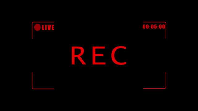  Recording screen overlay with alpha channel. camera frame viewfinder, screen of video REC digital display with multiple settings and timer black background 4k video.