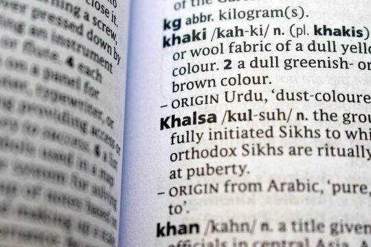 Detail Of English Dictionary Page And Word Pronunciation Of - khalsa