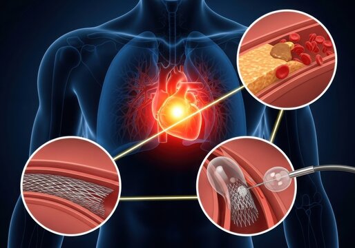 Human nervous system with nerve impulses and close-ups